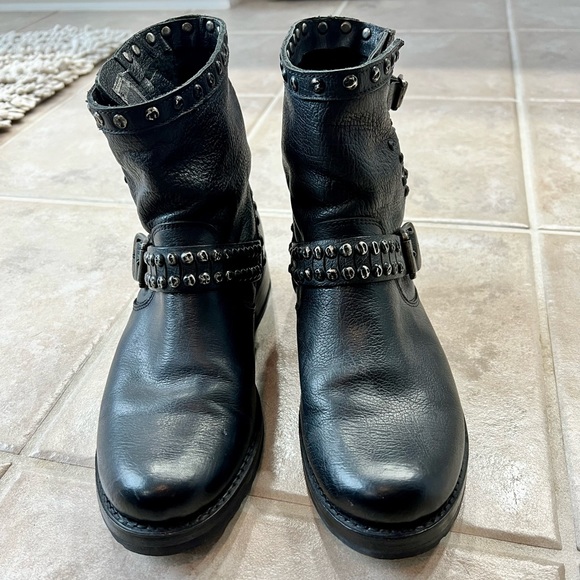 Frye Black Leather Studded Boots - Picture 6 of 9
